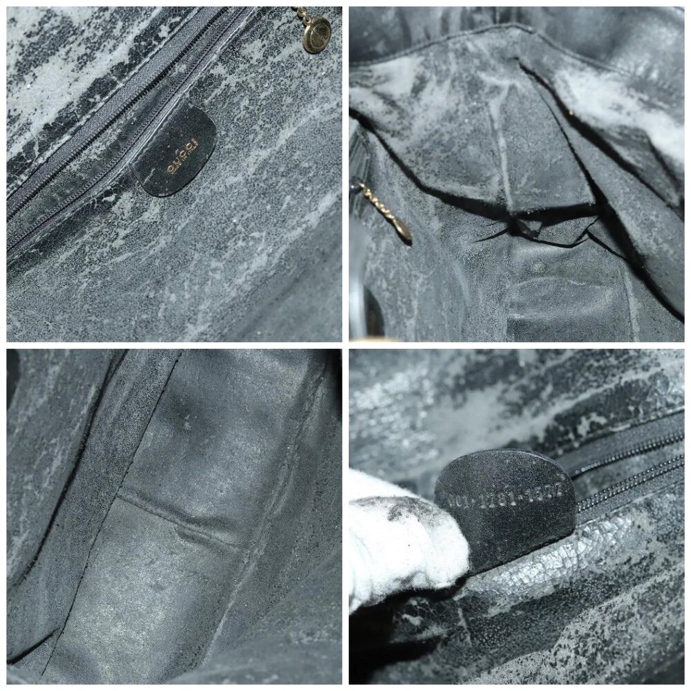 GUCCI Bamboo Shoulder Bag Leather 2way Black Gold 001 1781 1577 Auth 138302 - Picture 15 of 16